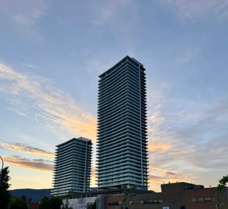 Kelowna Condo towers, with units financed by The HomeHappy Team @ Canadian Mortgage Experts